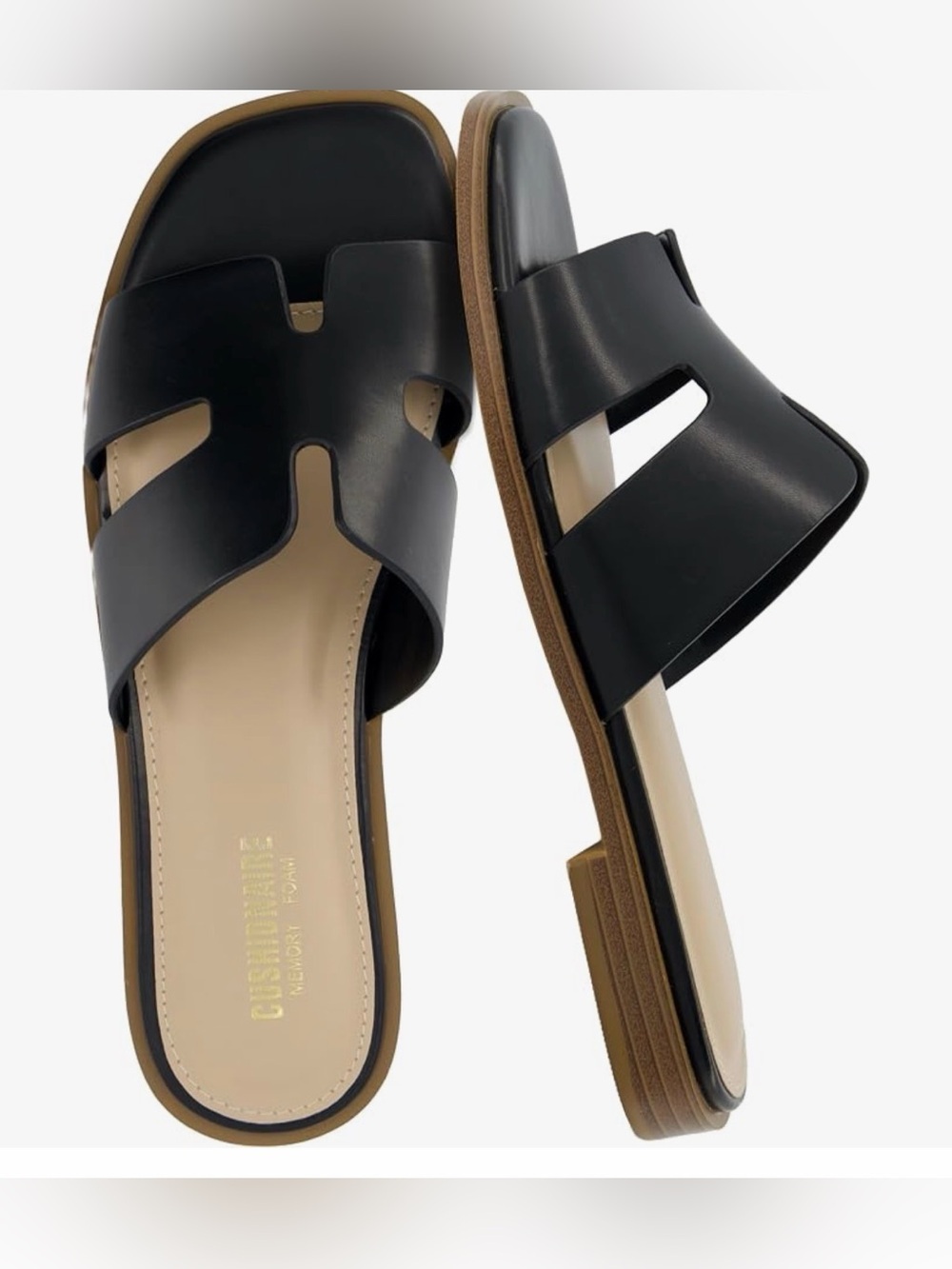 CUSHIONAIRE Voyage Cutout Strap Slides for Women - size 9.5